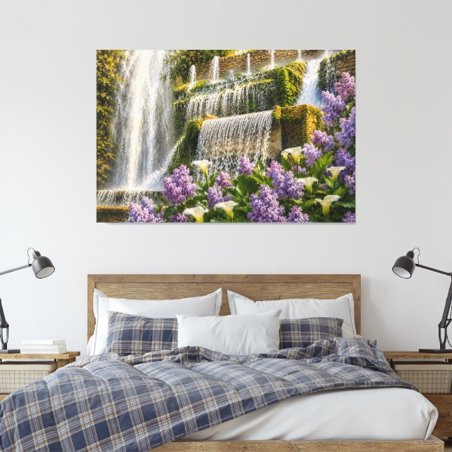 Lilac Waterfall Stretched Canvas Print (Insitu(Bedroom))