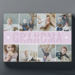 Lilac We Love You Grandma Photo Collage Plaque<br><div class="desc">Photo plaque for grandma with a photo collage featuring eight photos of the grand kids. Against a light purple background,  we love you grandma is written in a combination of clean modern letters and a charming script. Cornered by white hearts for a cute touch!</div>