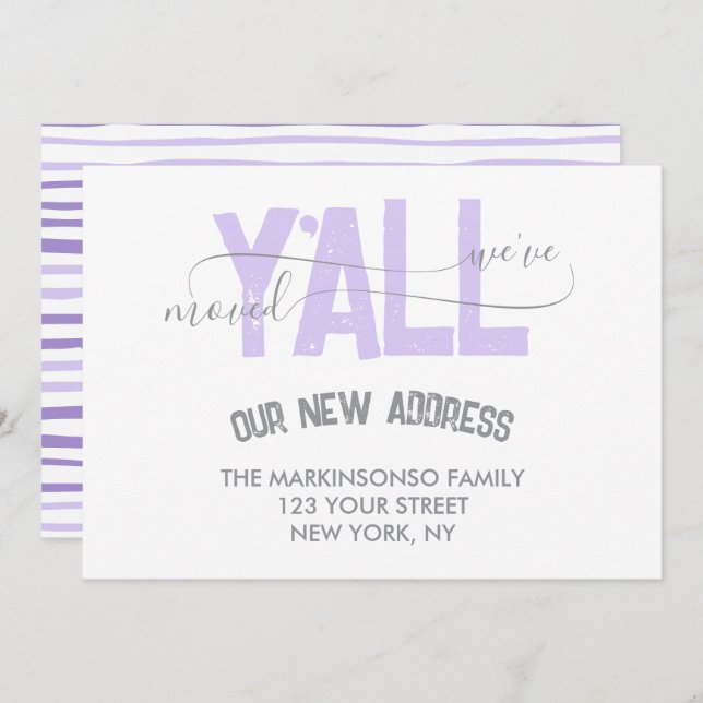 Lilac We Moved Y'all Moving Announcement (Front/Back)