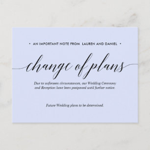 Lilac Wedding Change of Plans Postponed Cancelled Announcement Postcard