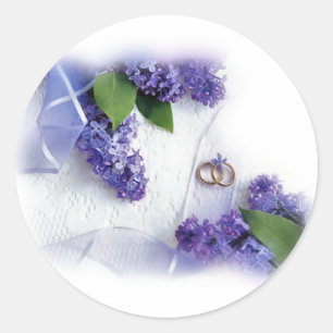 lilac wedding classic round sticker
