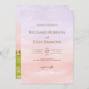 LILAC Wedding Invitation / Watercolor Purple Pink