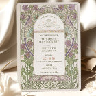 Lilac Wedding Invitations Art Nouveau by Mucha