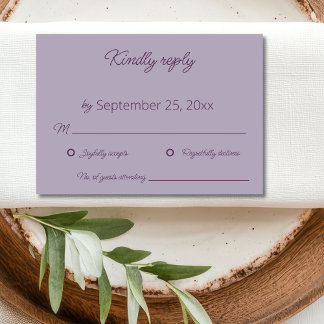 Lilac Wedding RSVP Card 