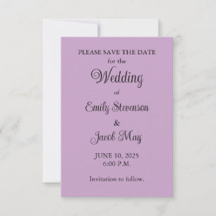 Lilac Wedding Save the Date Card
