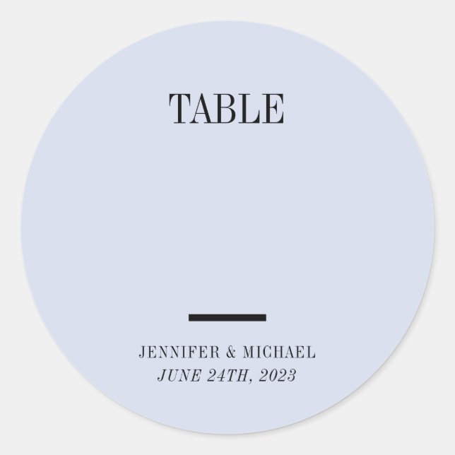 Lilac Wedding Seating Script Table Number Classic Round Sticker (Front)
