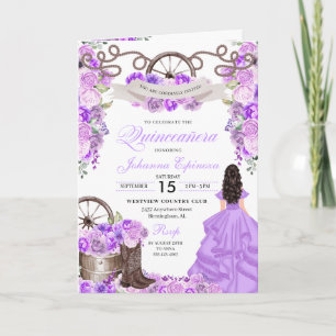Lilac Western Charro Bi-Fold Quinceanera Invitation