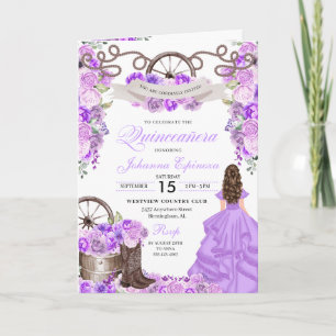 Lilac Western Charro Bi-Fold Quinceanera Invitation