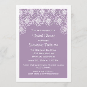 Lilac Whimsical Daisies Bridal Shower Invite