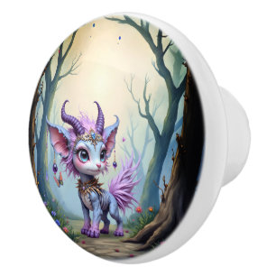 Lilac Whisper – Enchanted Forest Guardian. Ceramic Knob