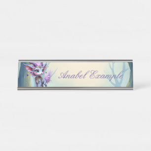 Lilac Whisper – Enchanted Forest Guardian. Desk Name Plate