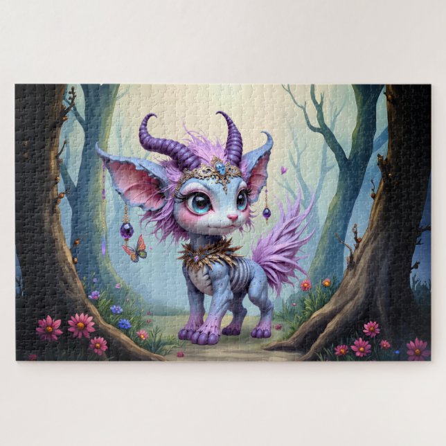 Lilac Whisper – Enchanted Forest Guardian.  Jigsaw Puzzle (Horizontal)
