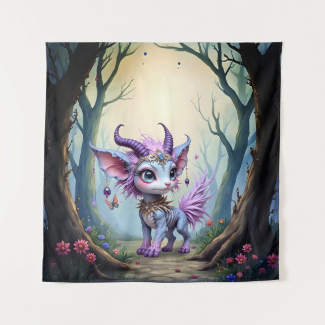 Lilac Whisper – Enchanted Forest Guardian.  Tapestry (Front)