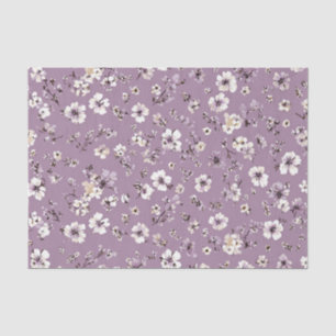 Lilac White Ditsy Pastel Boho 70s Vintage Floral Tissue Paper