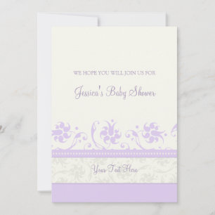 Lilac White Floral Custom Baby Shower Invitations