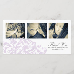 LILAC & WHITE FLOURISH WEDDING THANK YOU CARD