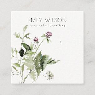 Lilac Wild Floral Fern Bunch Stud Earring Display Square Business Card