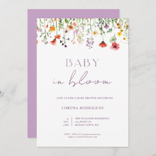 Lilac Wildflower Baby in Bloom Baby Shower Invitation
