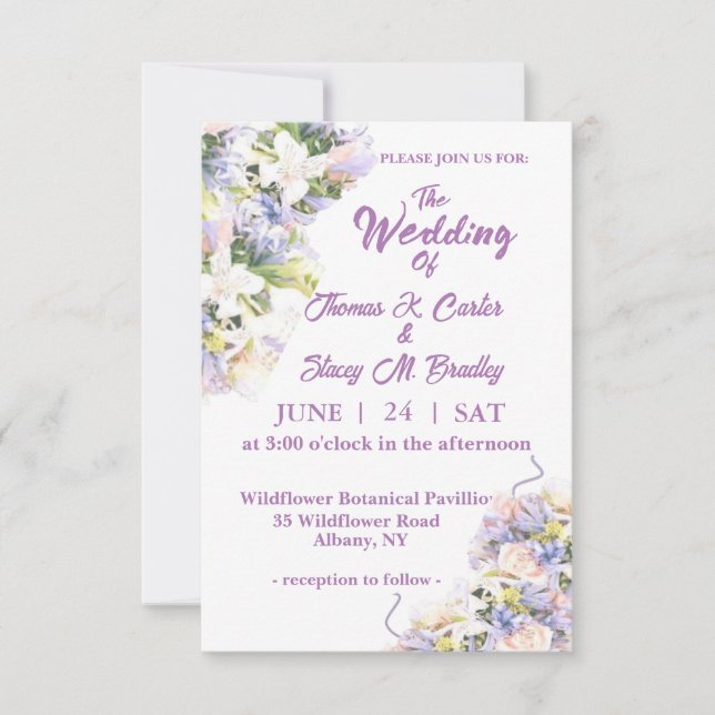  Lilac Wildflower Boho floral Wedding  (Front)