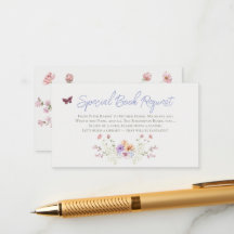 Lilac Wildflower Book Request for Baby Shower 