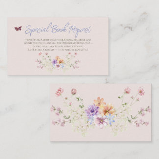 Lilac Wildflower Book Request for Baby Shower Enclosure Card