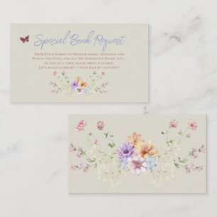 Lilac Wildflower Book Request for Baby Shower Enclosure Card