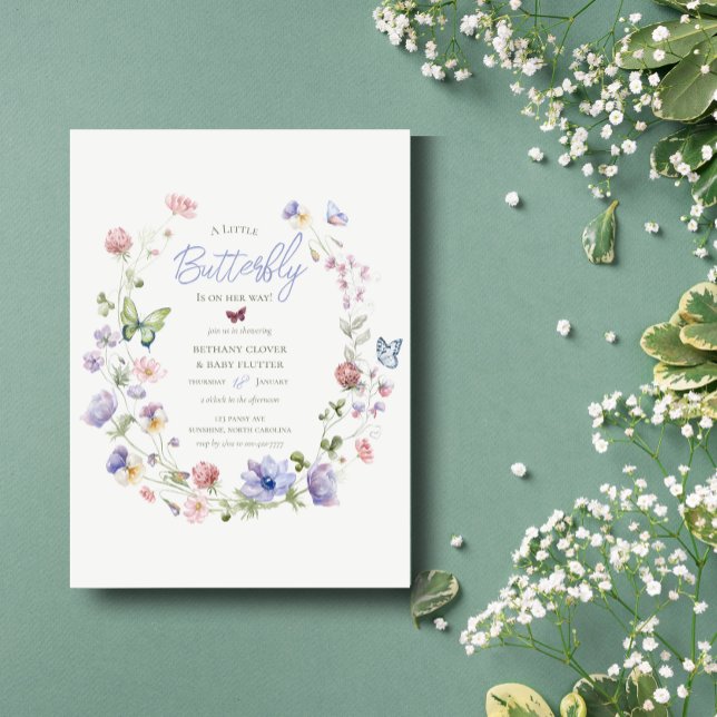 Lilac Wildflower Butterfly Baby Shower Invitation (Creator Uploaded)