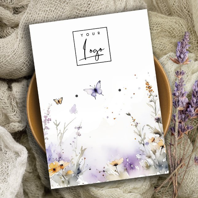 Lilac Wildflower Butterfly Earring Logo Display Business Card (Creator Uploaded)