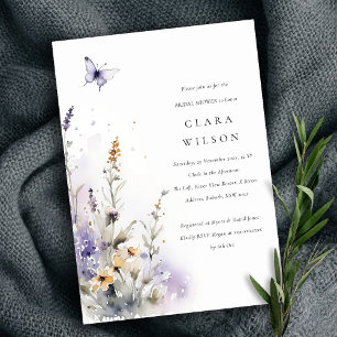 Lilac Wildflower Butterfly Garden Bridal Shower Invitation