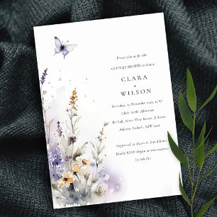 Lilac Wildflower Butterfly Garden Couples Shower Invitation