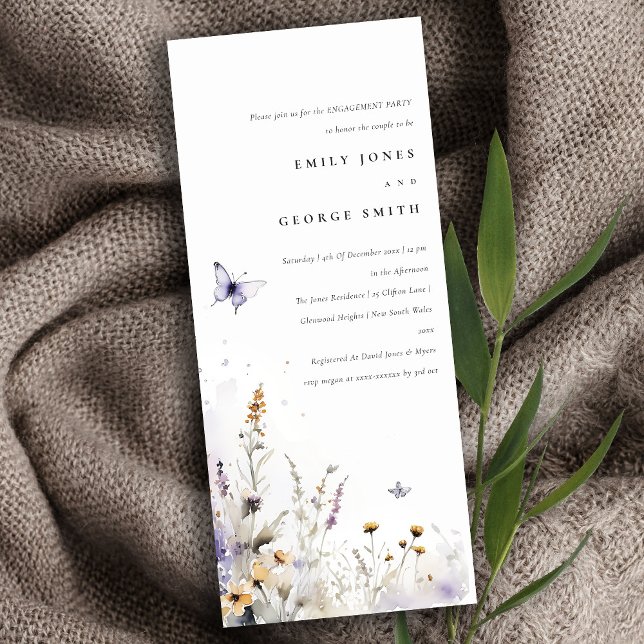 Lilac Wildflower Butterfly Garden Engagement Invitation (Creator Uploaded)