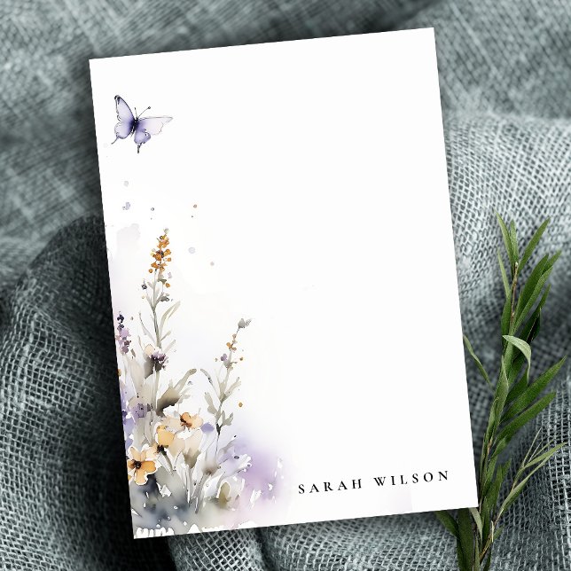 Lilac Wildflower Butterfly Garden Watercolor Card (Creator Uploaded)