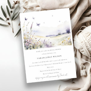 Lilac Wildflower Butterfly Landscape Bridal Shower Invitation