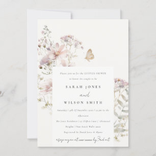 Lilac Wildflower Fern Botanical Couples Shower Invitation