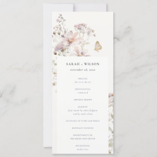 Lilac Wildflower Fern Botanical Wedding Program Invitation