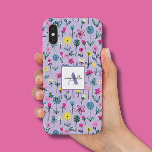 Lilac wildflower hand drawn floral