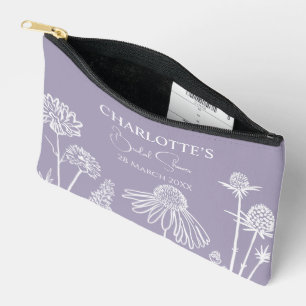 Lilac  Wildflowers Sketched Floral Bridal Shower  Accessory Pouch