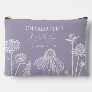 Lilac Wildflowers Sketched Floral Bridal Shower Accessory Pouch