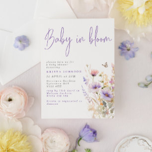 Lilac Wildflowers Spring Baby In Bloom Baby Shower Invitation