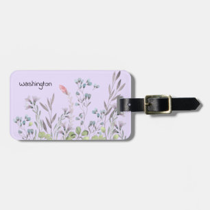 Lilac Wildflowers with Name Luggage Tag