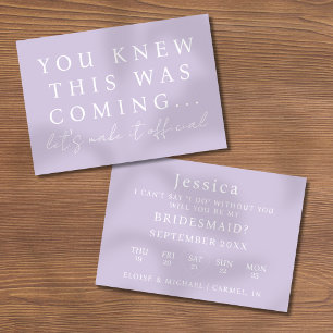 Lilac Will You Be My Bridesmaid Proposal Card
