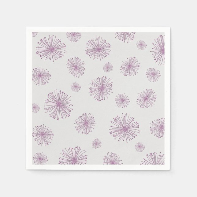 Lilac Wishie Purple Pastel Dandelion Burst Bloom Napkin (Front)