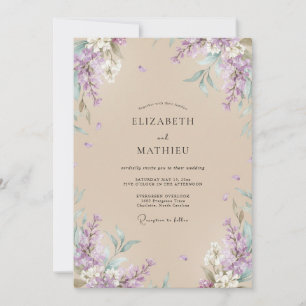 Lilac Wisteria Champagne Wedding Invitation