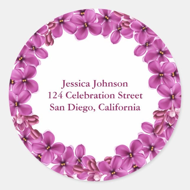 Lilac Wreath Address Label Stickers (Front)