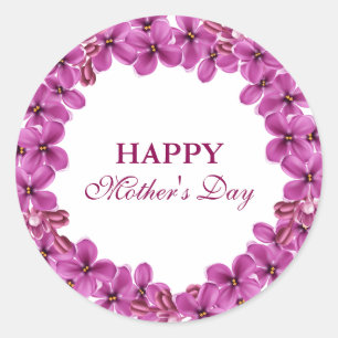 Lilac Wreath Happy Mothers Day Stickers