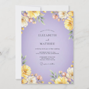 Lilac Yellow Ranunculus Sage Wedding Invitation