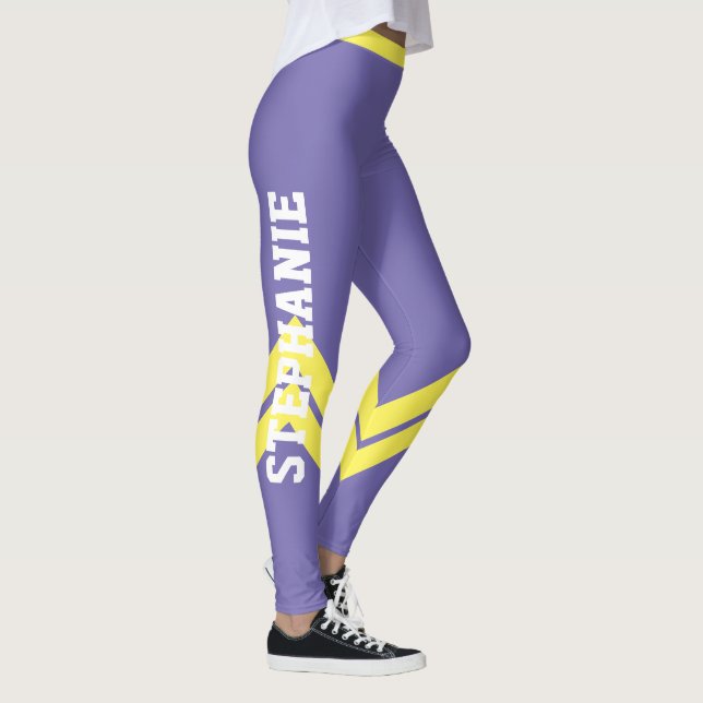 Lilac Yellow & White Modern Chic Leggings (Right)