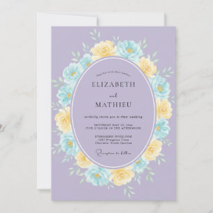 Lilac Yellow Wreath Wedding Invitation