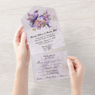 Lilacs and Bluebirds All In One Invitation