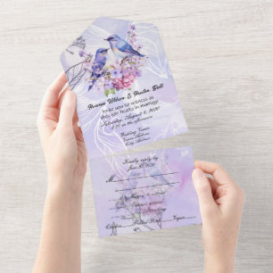 Lilacs and Bluebirds All In One Invitation